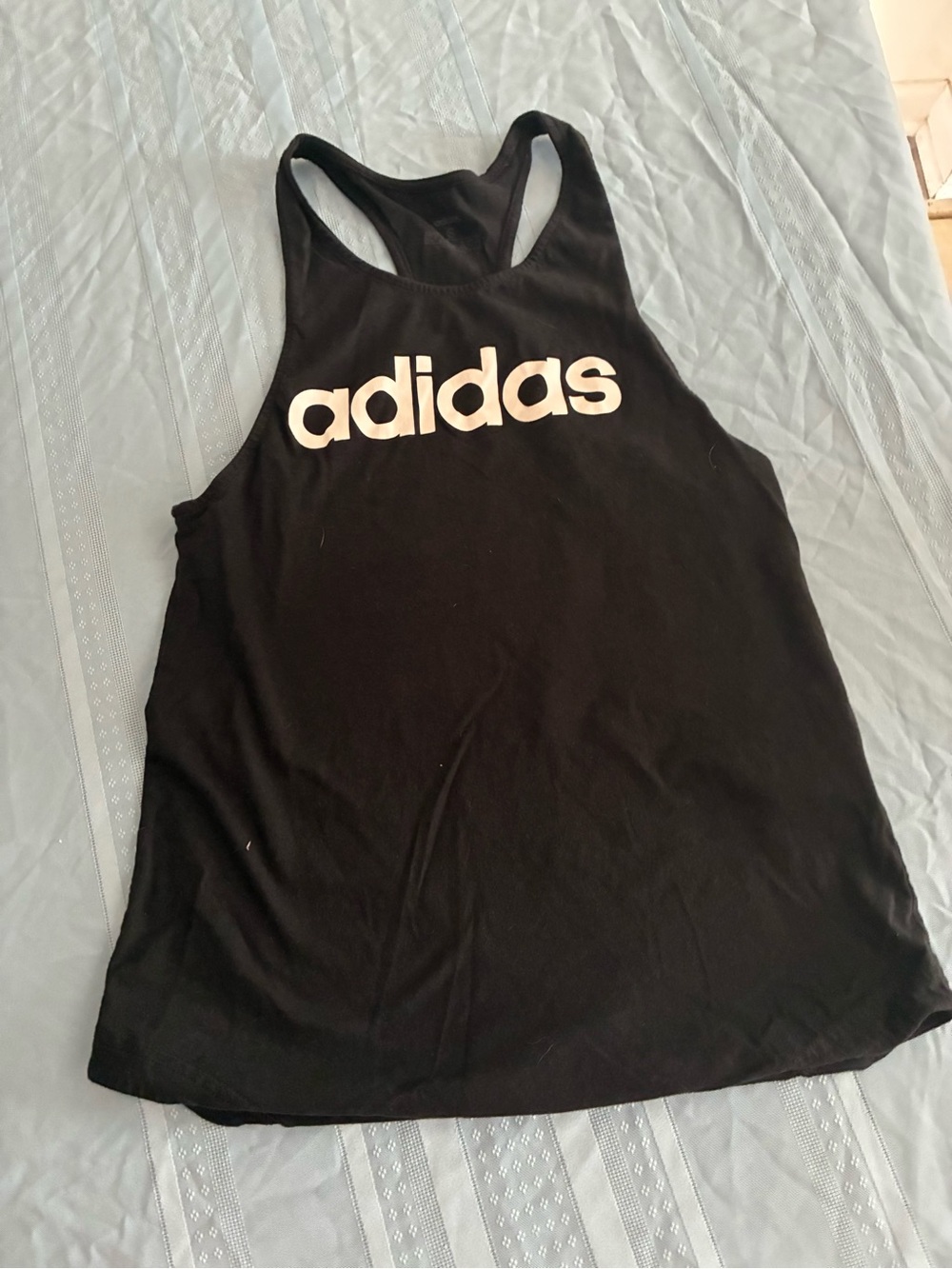 Adidas Small Black Tank Top with White Logo